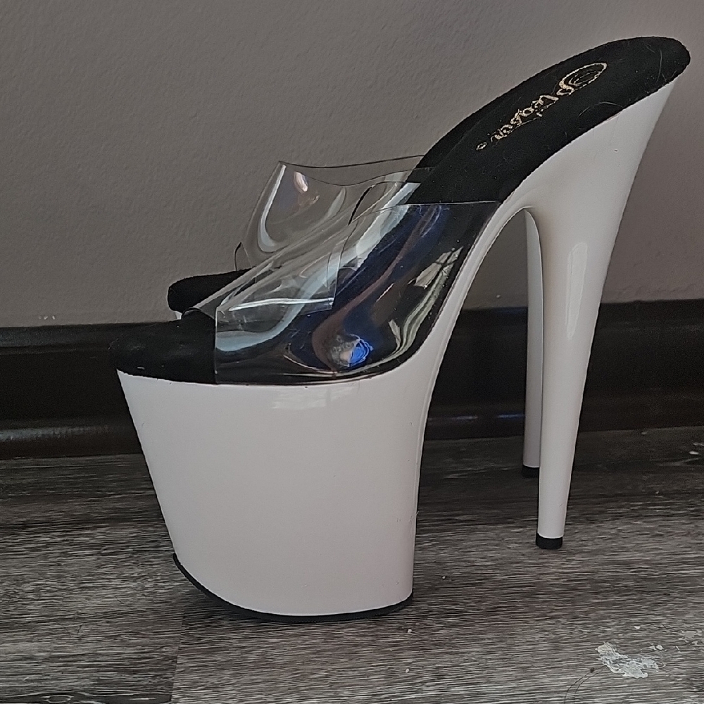Elegant Clear and Black Platform Heels